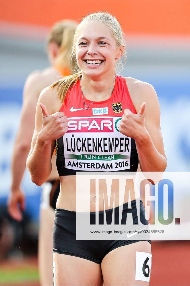 European Athletics Championchips; Amsterdam, 07.07.16 Gina Lueckenkemper (LG Olympia Dortmund), European Athletics Championchips am 07.07.16 im Olympiastadion in Amsterdam (Niederlande). Gina Lueckenkemper (LG Olympia Dortmund) , European Athletics Championchips on 07.07.16 at the Olympic Stadium in Amsterdam, Netherlands.