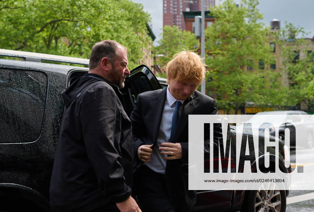British music artist, Ed Sheeran, arrives at Manhattan Federal Court after being sued by the estate of songwriter, Ed Townsend, for copyright infringement over popular Marvin Gaye song. New York USA - ZUMAl171 20230502_znp_l171_038