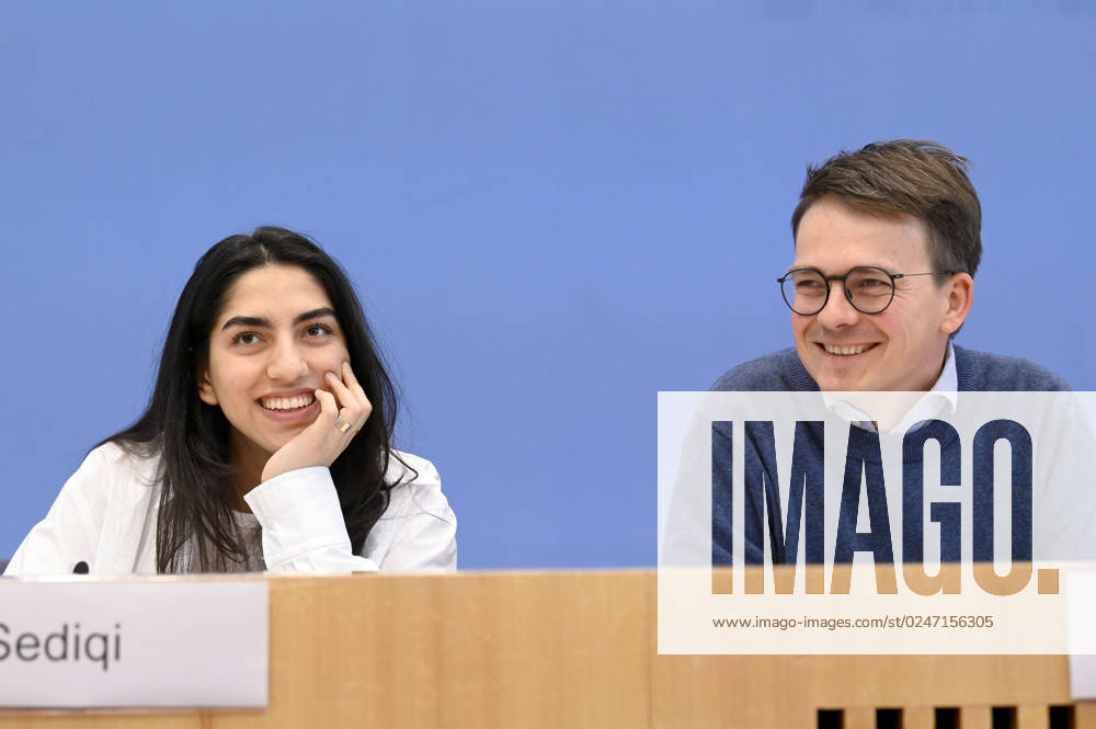 Sultana Sediqi and Robert Kusche at the Federal Press Conference on the 2022 Annual Statistics on Right-Wing and Racist Violence and on the Current Wave of Racist Mobilizations in Eastern Germany at the Haus der Bundespressekonferenz Berlin, 09 052023 Foto:xF.xFuturexImage