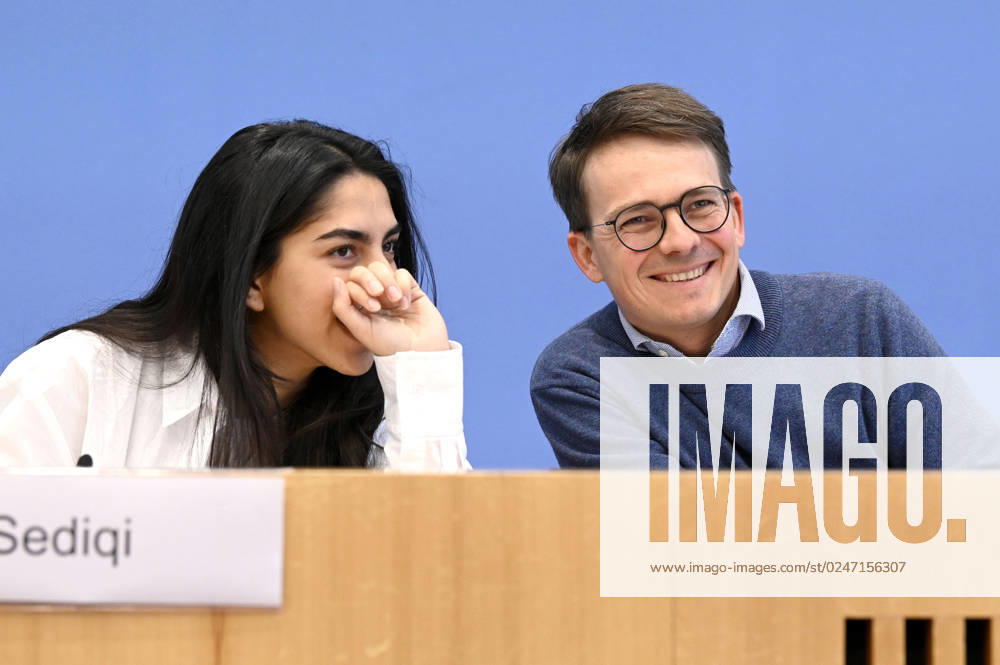 Sultana Sediqi and Robert Kusche at the Federal Press Conference on the 2022 Annual Statistics on Right-Wing and Racist Violence and on the Current Wave of Racist Mobilizations in Eastern Germany at the Haus der Bundespressekonferenz Berlin, 09 052023 Foto:xF.xFuturexImage