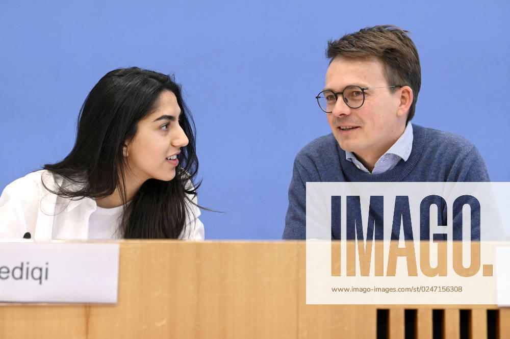 Sultana Sediqi and Robert Kusche at the Federal Press Conference on the 2022 Annual Statistics on Right-Wing and Racist Violence and on the Current Wave of Racist Mobilizations in Eastern Germany at the Haus der Bundespressekonferenz Berlin, 09 052023 Foto:xF.xFuturexImage