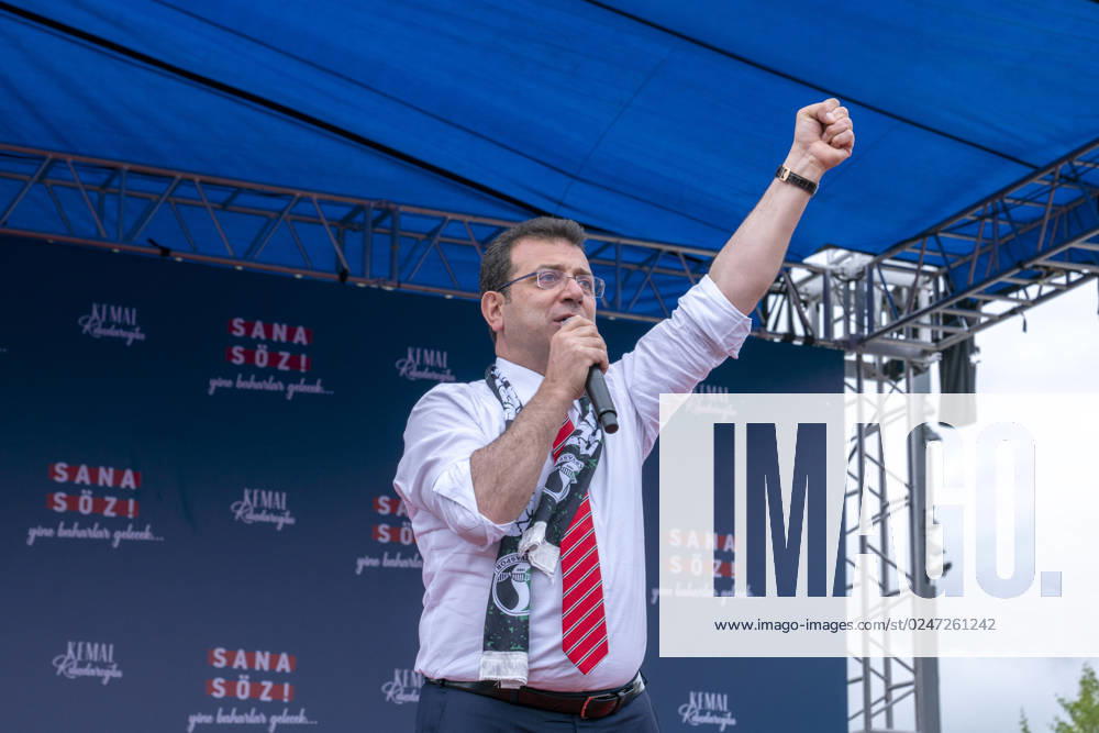 Ekrem Imamoglu, Mayor of Istanbul Metropolitan Municipality, make speeches at the election campaign rally in Sakarya, Turkey. The general election to elect the President of Turkey on May 14, 2023, and the parliamentary elections to determine 600 new deputies of the Turkish Grand National Assembly will be held on the same day in Turkey. Adapazari Turkey - ZUMAu194 20230509_zip_u194_038