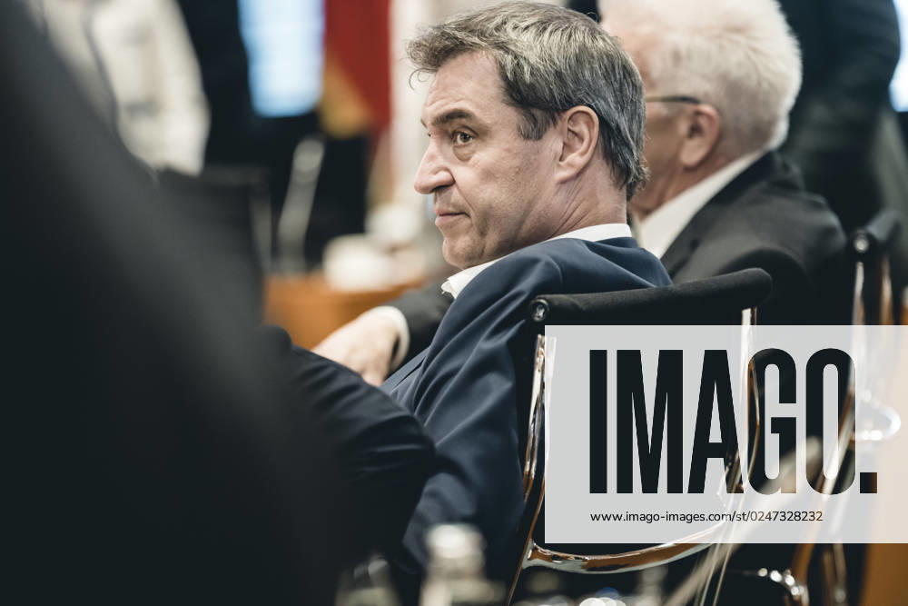 Markus Soeder CSU , Minister President of the Free State of Bavaria, on the sidelines of the Chancellors consultations with the heads of government of the states 10 05 2023, Berlin Berlin Germany