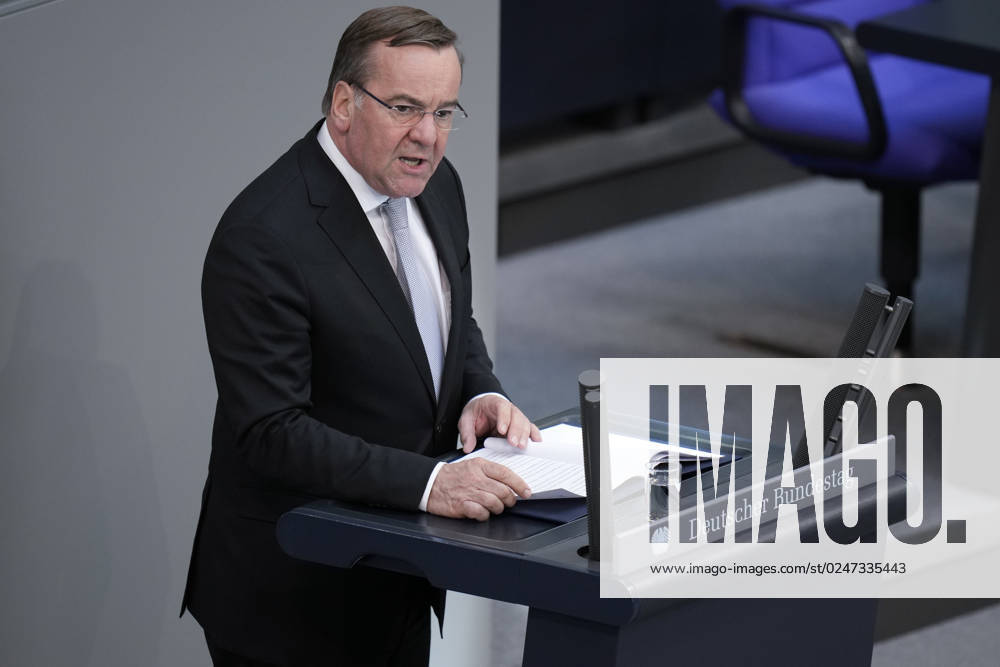 German Bundestag, 102 plenary session Defense Minister Boris Pistorius SPD in portrait during his speech on the extension of the Bundeswehr mission in Mali at the 102 session of the German Bundestag, 10 05 2023 Berlin, Berlin Germany