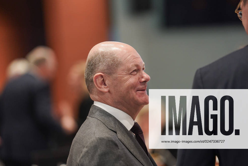 Berlin, Germany 10 May 2023 Minister Presidents Conference on the refugee issue in Berlin 10 05 2023 In the picture Chancellor Olaf Scholz SPD Federal Chancellery Berlin