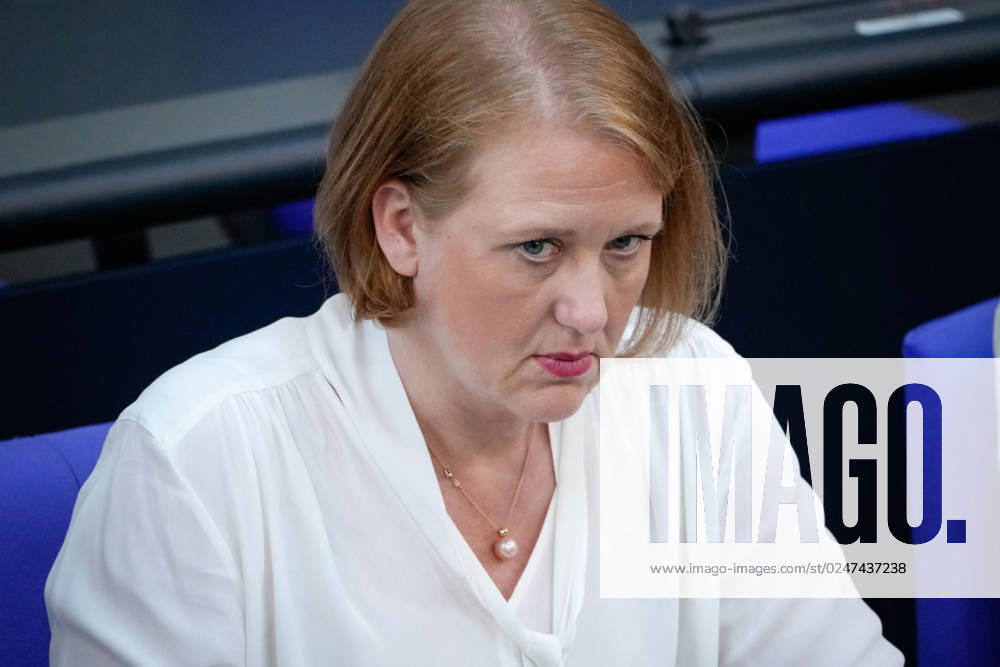 103 Bundestag session and debate in Berlin News,11 05 2023 Berlin, Family Minister Lisa Paus Gruene in portrait on the government bench during the debate Academic and vocational education at the 103 session of the German Bundestag in Berlin Berlin Germany