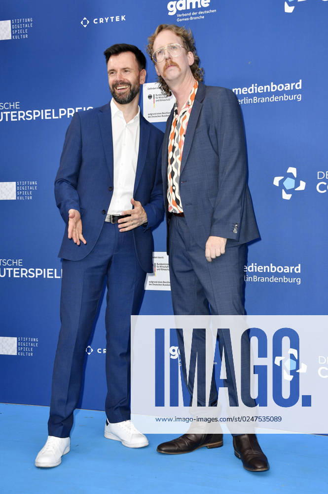 Felix Falk and Uke Bosse at the award ceremony of the German Computer Game Award 2023 at Spindler Klatt Berlin, 11 05 2023 Foto:xN.xKubelkax xFuturexImage
