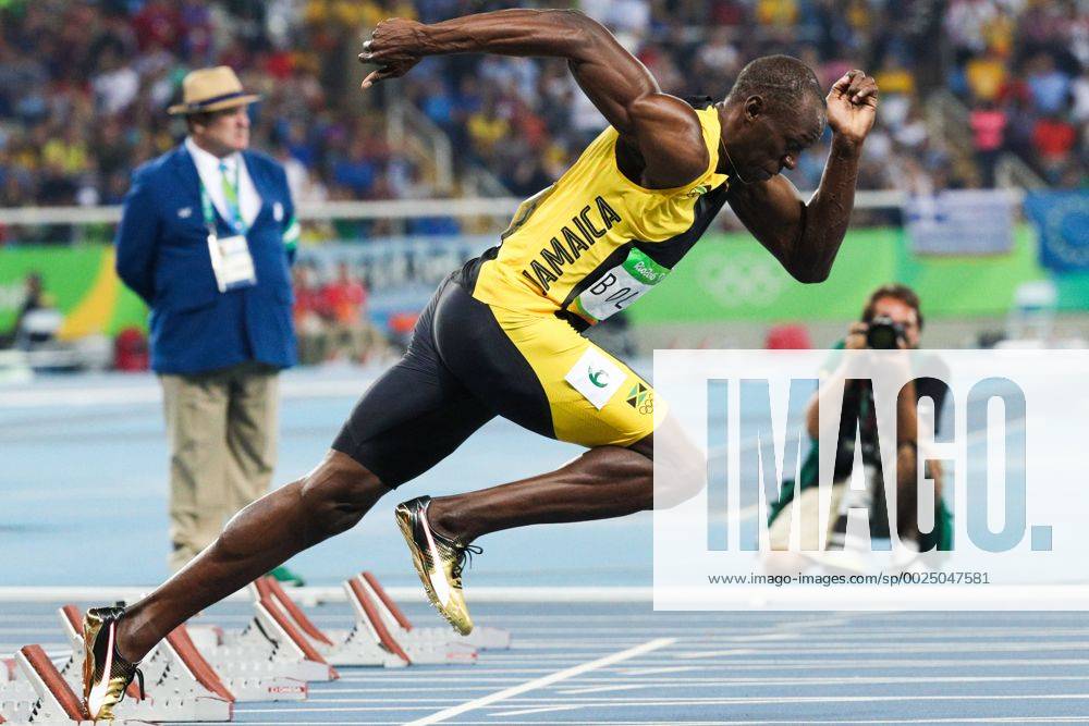 (160814) -- RIO DE JANEIRO, Aug. 14, 2016 -- Usain Bolt of Jamaica prepares prior to the final of men s 100m at the 2016 Rio Olympic Games Olympische Spiele Olympia OS in Rio de Janeiro, Brazil, on Aug. 14, 2016. Usain Bolt won the gold medal with 9.81. )(dh) (SP)BRAZIL-RIO DE JANEIRO-OLYMPICS-MEN S 100M ZhengxHuansong