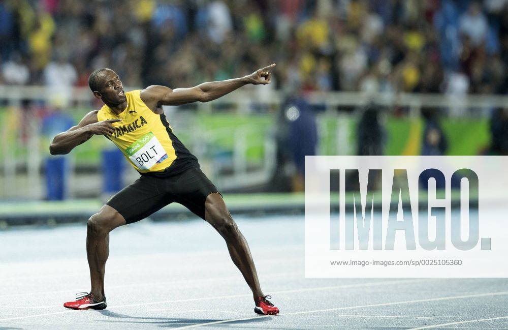 (160818) -- RIO DE JANEIRO, Aug. 18, 2016 -- Jamaica s Usain Bolt celebrates after the men s 200m final of Athletics at the 2016 Rio Olympic Games Olympische Spiele Olympia OS in Rio de Janeiro, Brazil, on Aug. 18, 2016. Usain Bolt won the gold medal. )(xr) (SP)BRAZIL-RIO DE JANEIRO-OLYMPICS-ATHLETICS FeixMaohua
