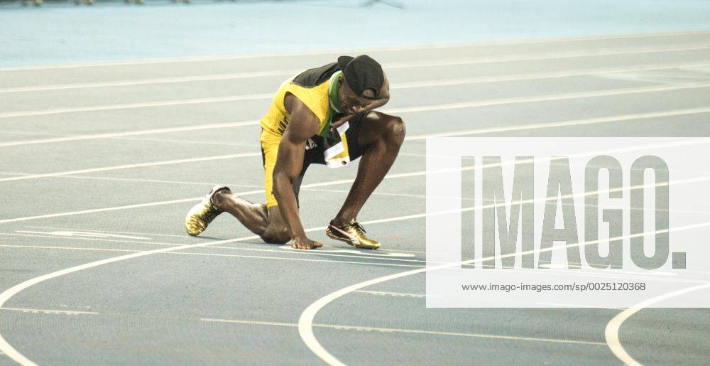 Rio 2016, Leichtathletik, Usain Bolt schafft Triple-Triple Usain Bolt (JAM), AUGUST 19, 2016 - Athletics : Usain Bolt of Jamaica celebrates after winning the Men s 4100m Relay Final at Olympic Stadium during the Rio 2016 Olympic Games Olympische Spiele Olympia OS in Rio de Janeiro, Brazil. Noxthirdxpartyxsales (bxlb063374)