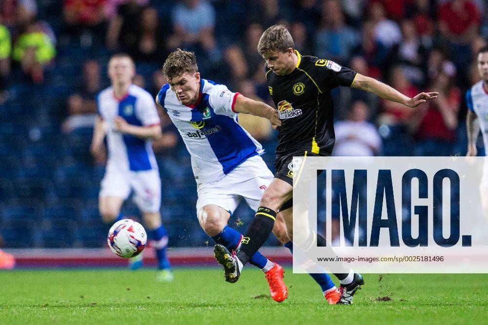 Ewood Park, Blackburn, England. EFL Cup Football. Blackburn Rovers versus Crewe Alexandra. Blackburn Rovers forward Sam Gallagher and Crewe Alexandra midfielder James Jones. Williamsx ActionPlus11779527