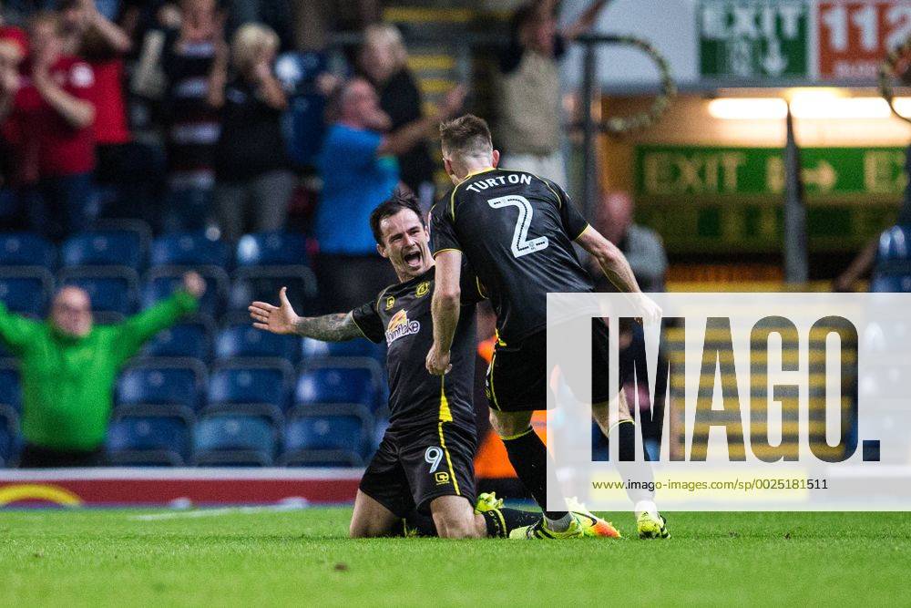 Ewood Park, Blackburn, England. EFL Cup Football. Blackburn Rovers versus Crewe Alexandra. Crewe Alexandra forward Chris Dagnall and Crewe Alexandra defender Oliver Turton celebrate their added time goal. Williamsx ActionPlus11779532