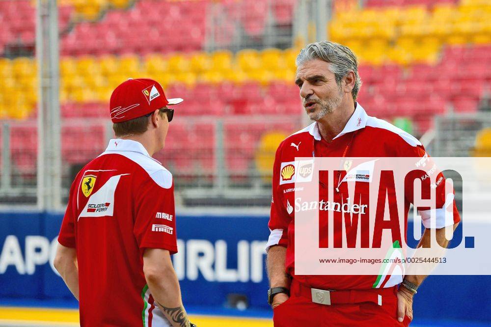 Kimi Raikkonen (FIN 7), Scuderia Ferrari Maurizio Arrivabene, Scuderia Ferrari Grosser Preis von Singapur 2016, Motorsport, Formel 1,Formula One World Championship WM Weltmeisterschaft Rd15, Singapore Grand Prix, Preparations, Marina Bay Street Circuit, Singapore, Thursday 15 September 2016 15.09.2016, Singapur