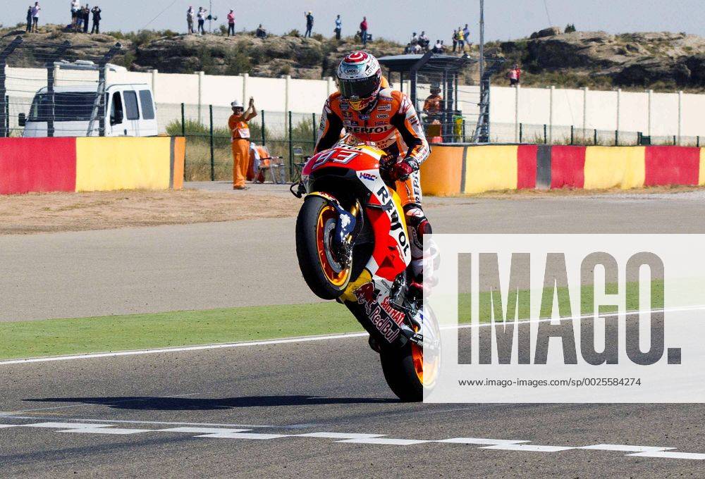 - Sport Spanish MotoGP rider Marc Marquez from Repsol Honda celebrates his victory in the Aragon MotoGP Grand Prix at the MotorLand Aragon circuit near Alcaniz, Teruel, Spain 25 September 2016. Motorcycling Grand Prix of Aragon !ACHTUNG: NUR REDAKTIONELLE NUTZUNG! 20160925-636104153582632151