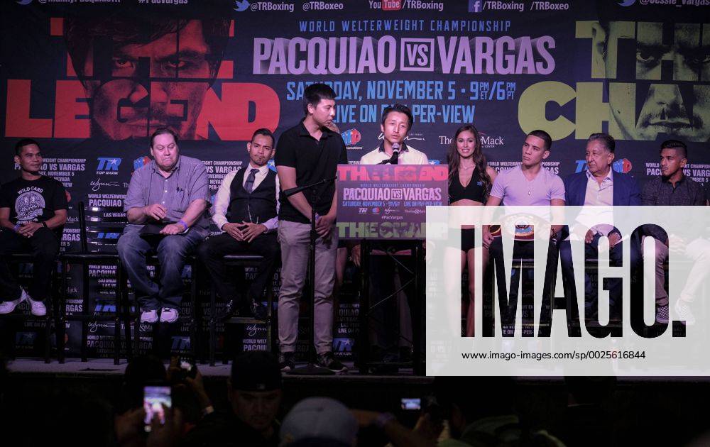 Los Angeles, California, U.S - Chinese boxer Zou Shiming speaks in a press conference PK Pressekonferenz on September 27, 2016 in Los Angeles. Three action-packed World Championship WM Weltmeisterschaft fights (NONITO DONAIRE VS. JESSIE MAGDALENO Ã®SCAR VALDEZ VS. HIROSHIGE OSAWA ZOU SHIMING VS. PRASITAK PAPOEM) will act as co-main events to the MANNY Ã’PacmanÃ PACQUIAO Ã JESSIE VARGAS World Boxing Organization (WBO) welterweight world title fight, Saturday, November 5, at the Thomas & Mack Center on the campus of the University of Nevada, Las Vegas. Press Conference for World Title Fights - ZUMAc68_