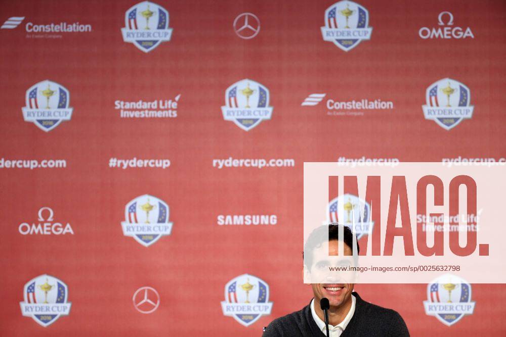 GOLF - Ryder Cup 2016 CHASKA,MINNESOTA,USA,29.SEP.16 - GOLF - Ryder Cup, Hazeltine National Golf Club, press conference PK Pressekonferenz Image shows Rafa Cabrera Bello (ESP). GEPAxpictures xDanielxGoetzhaber
