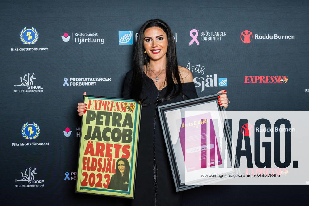 Petra Jacob, Lebi Skol IF, winner of the Eldsjäläl of the Year award, poses for a picture during the Eldsjälsgalan 2023 on May 15, 2023 in Stockholm.