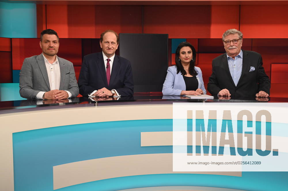 Ufuk Varol, l r, Alexander Graf Lambsdorff, Nalan Sipar, Fritz Schramma as guests on the ARD talk show Hart aber Fair with the topic Noch kein Sieg Wackelt der ewige Erdogan (Still no victory)