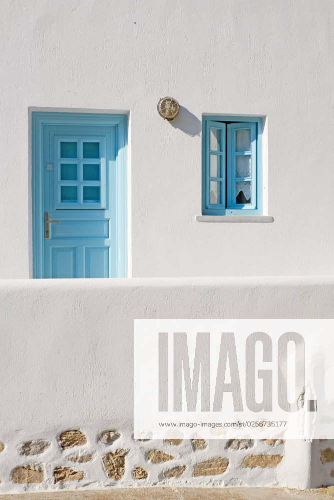 A typical blue door and window of a Greek island (Folegandros)
