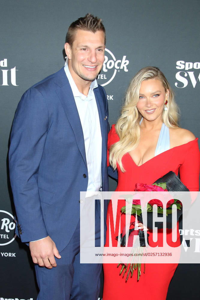 NEW YORK, NY- MAY 18: Rob Gronkowski and Camille Kostek at the 2023 Sports Illustrated Swimsuit Issue release party at Hard Rock Hotel New York on May 18, 2023 in New York City.