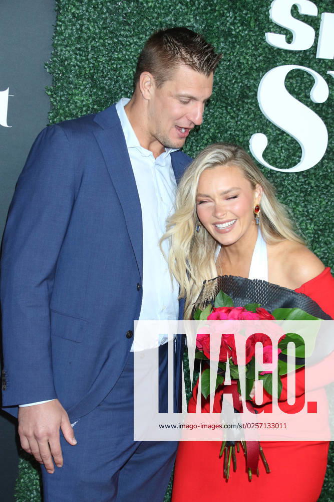 NEW YORK, NY- MAY 18: Rob Gronkowski and Camille Kostek at the 2023 Sports Illustrated Swimsuit Issue release party at Hard Rock Hotel New York on May 18, 2023 in New York City.