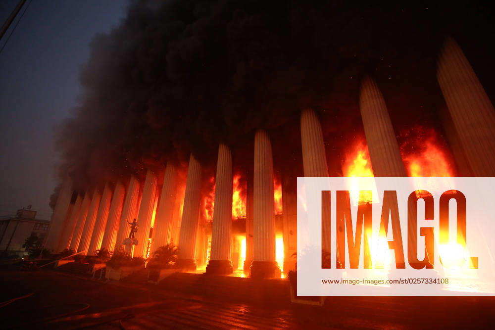 (230522) -- MANILA, May 22, 2023 -- Fire breaks out at the Central Post Office in Manila, the Philippines on May 22, 2023. The Bureau of Fire Protection (BFP) said on Monday that the fire razing a century-old landmark building in the Philippine capital of Manila injured four people and was under control. The bureau said the fire erupted at the Philippine central post office around 11 p.m. local time on Sunday, and at least four people were reportedly injured. (Str Xinhua) PHILIPPINES-MANILA-CENTRAL POST OFFICE-FIRE STRINGER