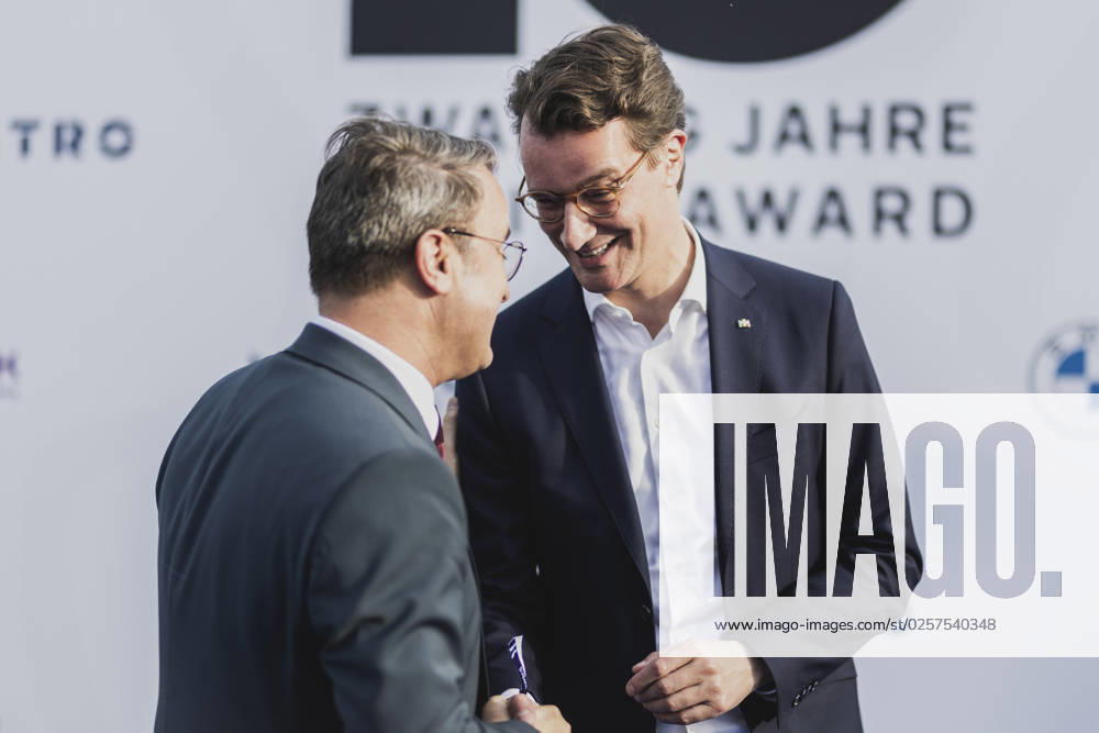 R L Hendrik Wuest, CDU, Minister President of North Rhine-Westphalia, and Xavier Bettel, Prime Minister of Luxembourg, photographed at the Politikawards in Berlin, 22 05 2023 Berlin Germany