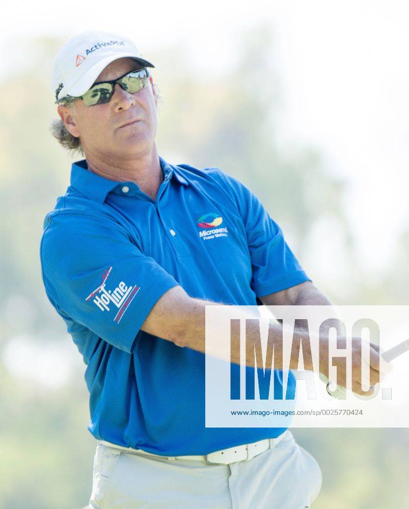 Newport Beach, California, USA - Scott McCarron makes a tee shot on the second hole during the final round of the Toshiba Classic at the Newport Beach Country Club on October 9, 2016 in Newport Beach, California. Toshiba Classic - Final Round - ZUMAg139