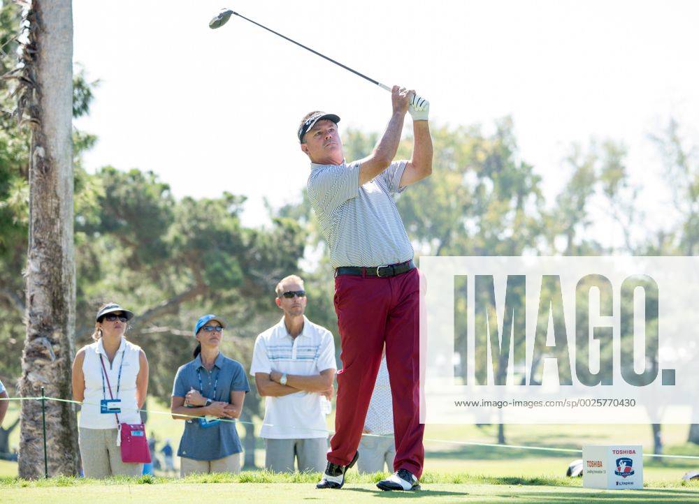 Newport Beach, California, USA - Paul Goydos makes a tee shot on the second hole during the final round of the Toshiba Classic at the Newport Beach Country Club on October 9, 2016 in Newport Beach, California. Toshiba Classic - Final Round - ZUMAg139
