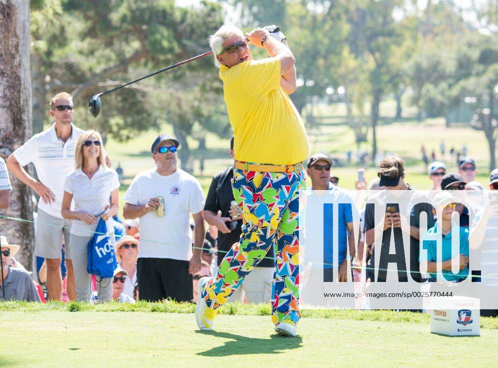 Newport Beach, California, USA - John Daly makes a tee shot on the second hole during the final round of the Toshiba Classic at the Newport Beach Country Club on October 9, 2016 in Newport Beach, California. Toshiba Classic - Final Round - ZUMAg139