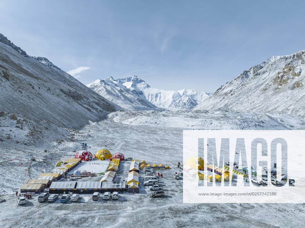 KW21 (230524) -- XIGAZE, May 24, 2023 -- This aerial photo taken on May 23, 2023 shows the mountaineering base camp in the Qomolangma National Nature Reserve in southwest China s Tibet Autonomous Region. Chinese scientists have launched a new scientific expedition to Mount Qomolangma, with 13 members of the team reaching the world s highest peak at an altitude of 8,848.86 meters on Tuesday. TO GO WITH Letter from Lhasa: Why climb the world s highest peak? ) CHINA-TIBET-MOUNT QOMOLANGMA-SCIENTIFIC EXPEDITION (CN) SunxFei