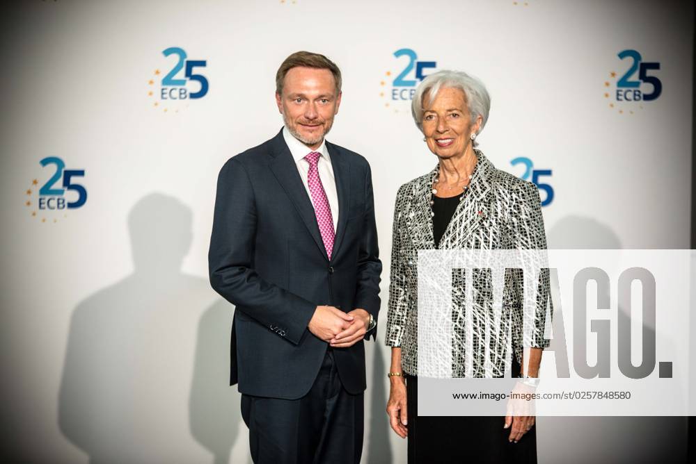 024 05 2023 Frankfurt am Main, Harmonie cinema A ceremony commemorated the founding of the European Central Bank ECB 25 years ago Picture shows central bank chief Christine Lagarde with German Finance Minister Christian Lindner FDP ES