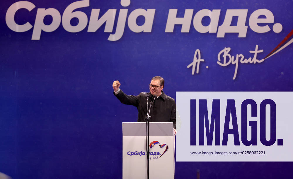 (230526) -- BELGRADE, May 26, 2023 -- Serbian President Aleksandar Vucic speaks at a rally in front of the Serbian parliament building in Belgrade, Serbia, on May 26, 2023. In front of tens of thousands of supporters at the rally on Friday, Vucic announced he will resign from the leadership of the ruling Serbian Progressive Party on Saturday, to promote national unity at a time of crisis. (Photo by Xinhua) SERBIA-BELGRADE-VUCIC-RALLY PredragxMilosavljevic