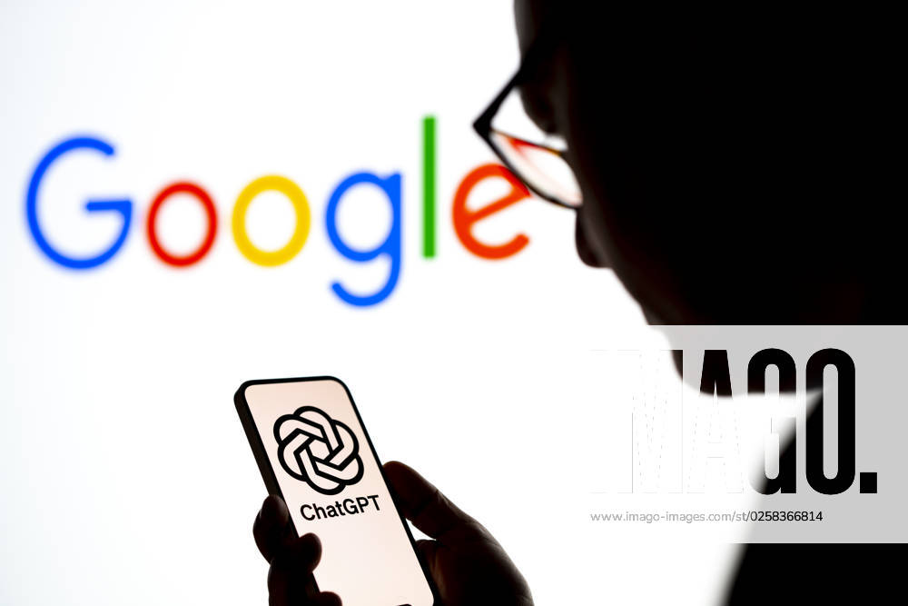 AI Photo Illustrations An OpenAI ChatGPT logo is seen with a Google logo in the background in this photo illustration on 31 May, 2023 in Warsaw, Poland. Warsaw Poland