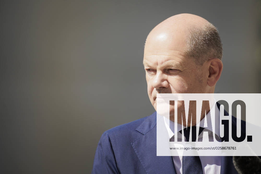 Olaf Scholz SPD , German Chancellor, recorded during a press statement after the Alliance for Transformation meeting in Berlin, 02 06 2023 Berlin Germany