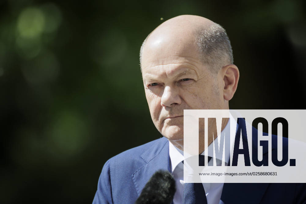 Olaf Scholz SPD , German Chancellor, recorded during a press statement after the Alliance for Transformation meeting in Berlin, 02 06 2023 Berlin Germany
