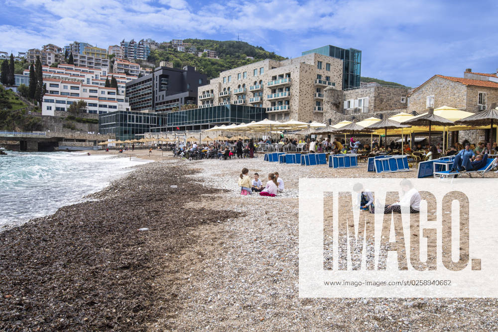 Old town with city beach, Budva, Adriatic coast, Montenegro mcpins mcpins