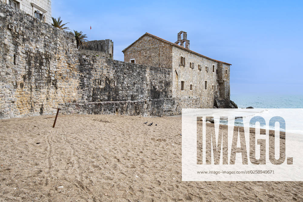 Old town with city beach, Budva, Adriatic coast, Montenegro mcpins mcpins