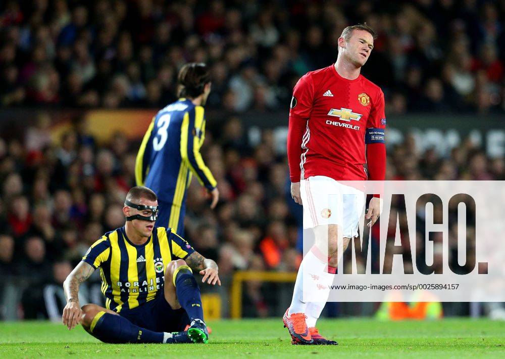 Wayne Rooney of Manchester United ManU reacts after giving away a foul during the UEFA Europa League match at Old Trafford, Manchester. Picture date: October 20th, 2016. Pic Matt McNulty Sportimage .
