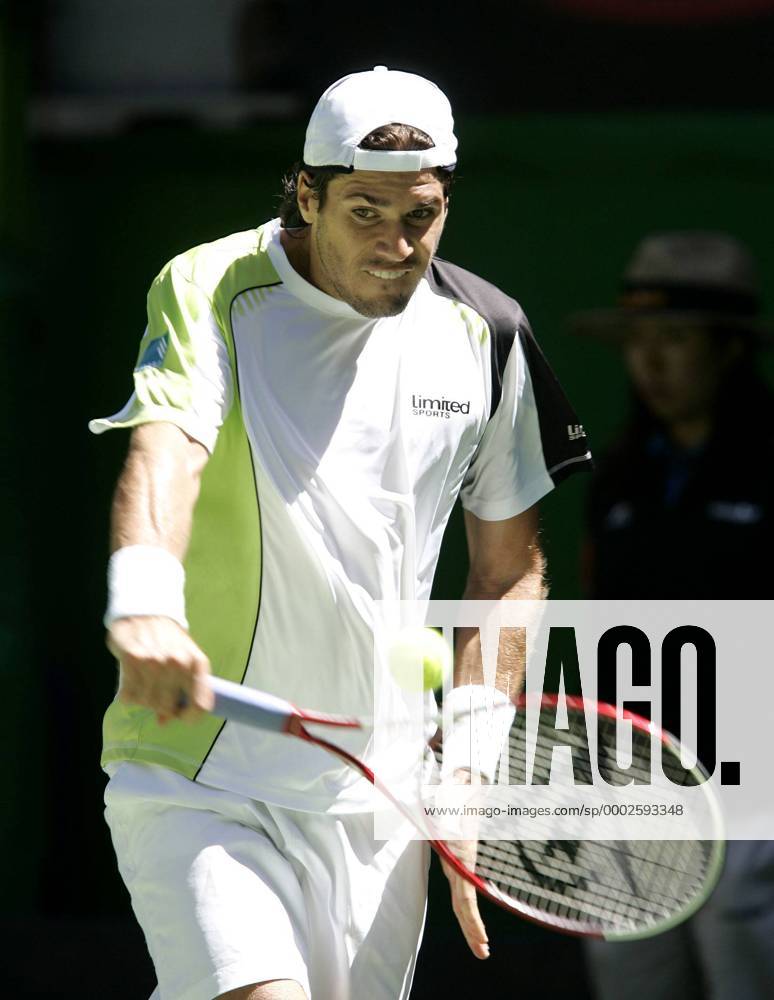 Thomas Haas (Deutschland) - Rückhand Tennis Herren Australian Open 2007, ATP Tour, Grand Slam Einzelbild Melbourne Dynamik Tennis Herren Australian Open 2007, ATP Tour, Grand Slam Einzelbild Melbourne Dynamik