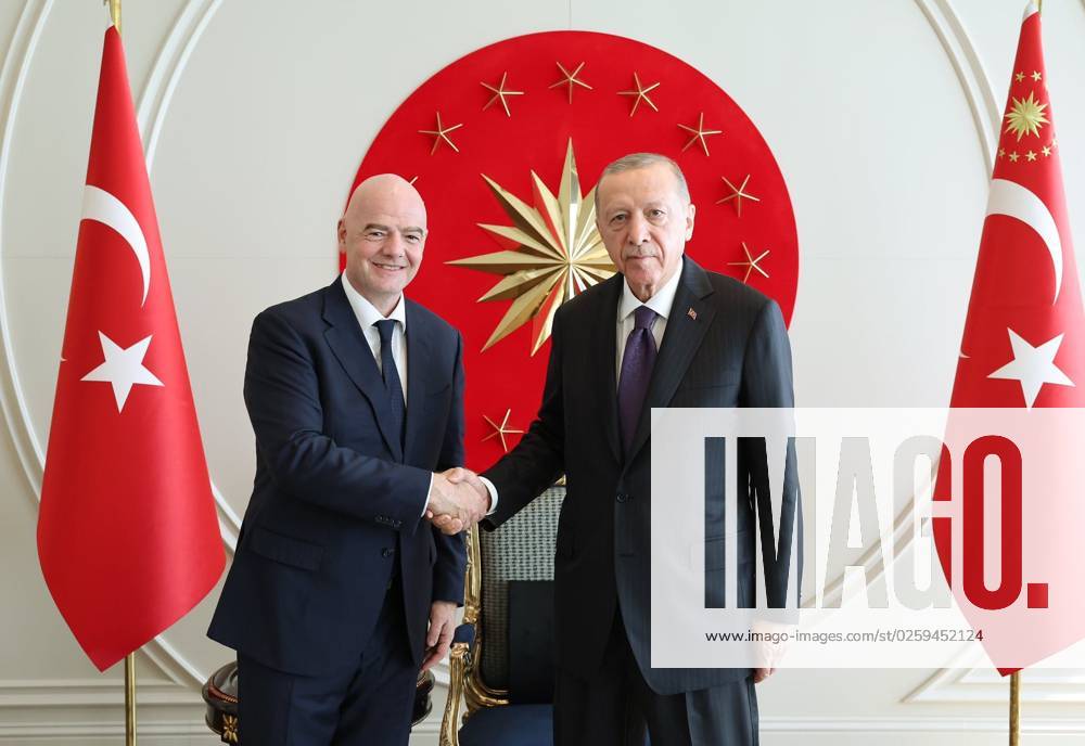 Turkish President Recep Tayyip Erdogan meets with FIFA President Gianni Infantino at Ataturk International Airport in Istanbul Turkish President Recep Tayyip Erdogan meets with FIFA President Gianni Infantino at Ataturk International Airport in Istanbul on June 10, 2023. Photo by Turkish presidency apaimages Istanbul Istanbul Turkey 100623_TURKEY_TPO_00 (6)