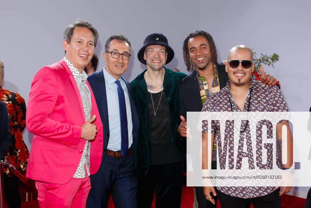 Party Bertelsmann Culcha Candela Mateo Jaschik Itchyban, Johnny Strange, Don Cali and Chino con Estilo, Don Cali and Chino con Estilo and Cem Özdemir at the Bertelsmann Party 2023 at the Bertelsmann headquarters in Berlin on 15 06 2023