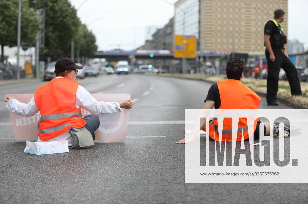 Protest of climate activists of Last Generation before meeting to the day of the industry Organized the so-called future conference of the BDI with impulses from business, politics, science and society in the Verti Music Hall