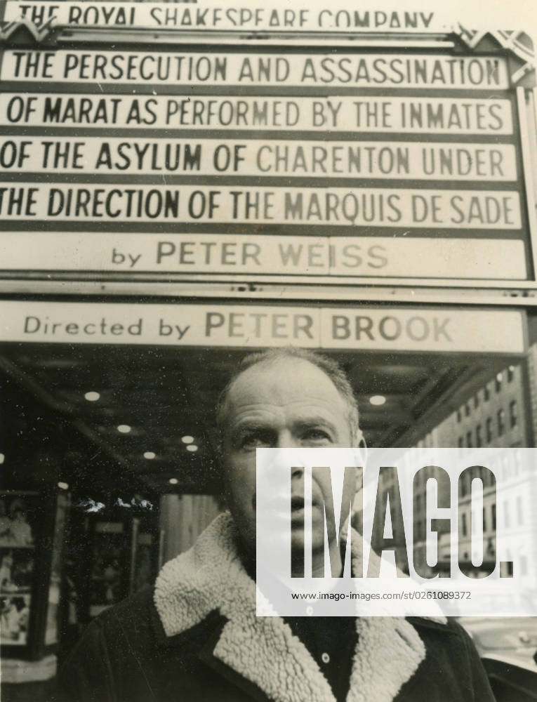English stage director Peter Brook outside the New York Theatre, USA 1966