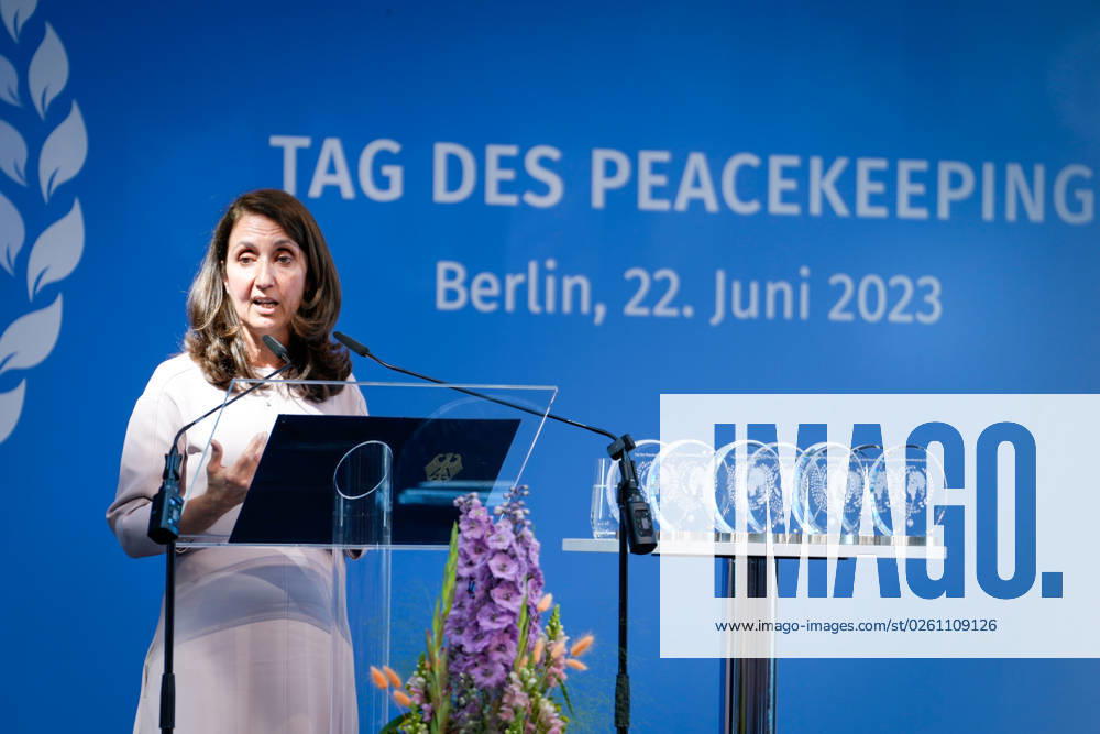 Peacekeeping Day 2023 Ceremony in the Bundestag Aydan Oezoguz, MdB, Vice President of the German Bundestag welcoming the Peacekeeping Day Ceremony honoring German personnel in international peacekeeping operations in the Paul Loebe Haus of the Bundestag, Berlin , 22 06 2023 Berlin Berlin Germany