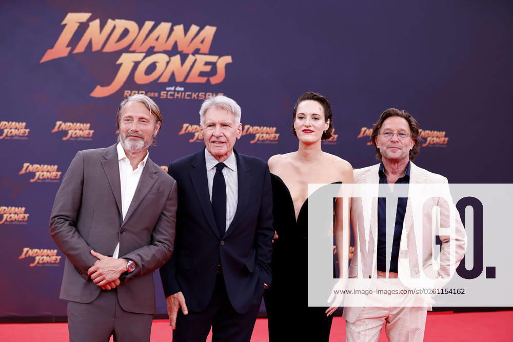 Mads Mikkelsen, Harrison Ford, Phoebe Waller Bridge and Thomas Kretschmann at the Indiana Jones and the Wheel of Destiny premiere on 22 06 2023 in Berlin Indiana Jones movie premiere in Berlin with Harrison Ford