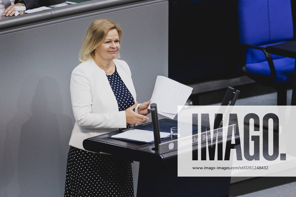 Nancy Faeser SPD , Federal Minister of the Interior and Home Affairs, recorded during the debate in the German Bundestag on skilled worker immigration Berlin, 23 06 2023 Berlin Germany