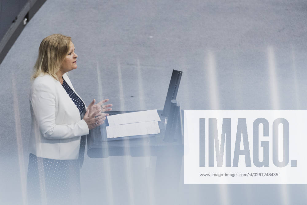 Nancy Faeser SPD , Federal Minister of the Interior and Home Affairs, recorded during the debate in the German Bundestag on skilled worker immigration Berlin, 23 06 2023 Berlin Germany