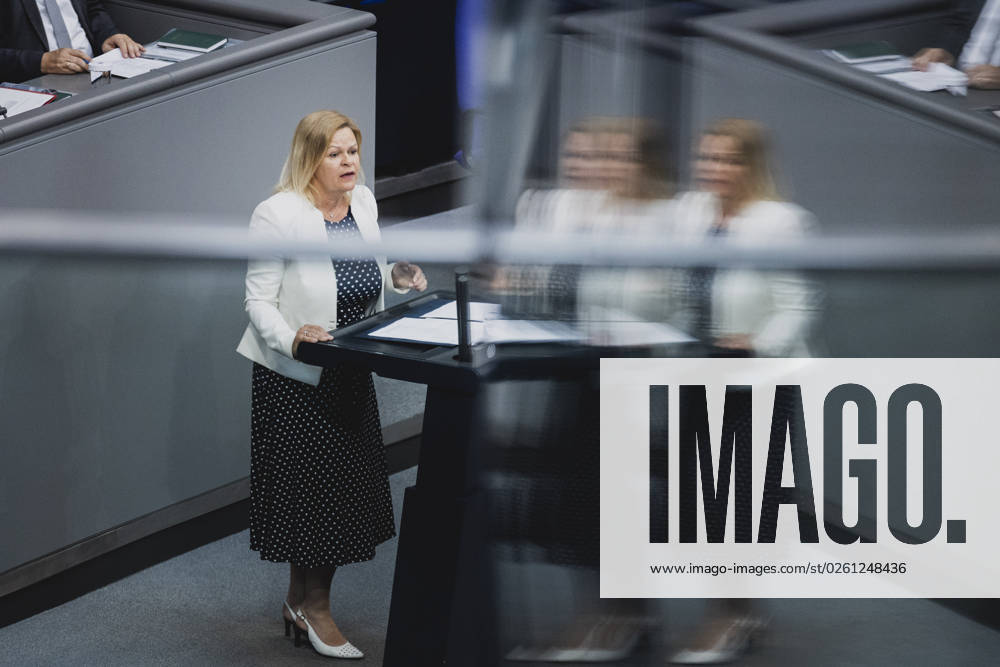 Nancy Faeser SPD , Federal Minister of the Interior and Home Affairs, recorded during the debate in the German Bundestag on skilled worker immigration Berlin, 23 06 2023 Berlin Germany