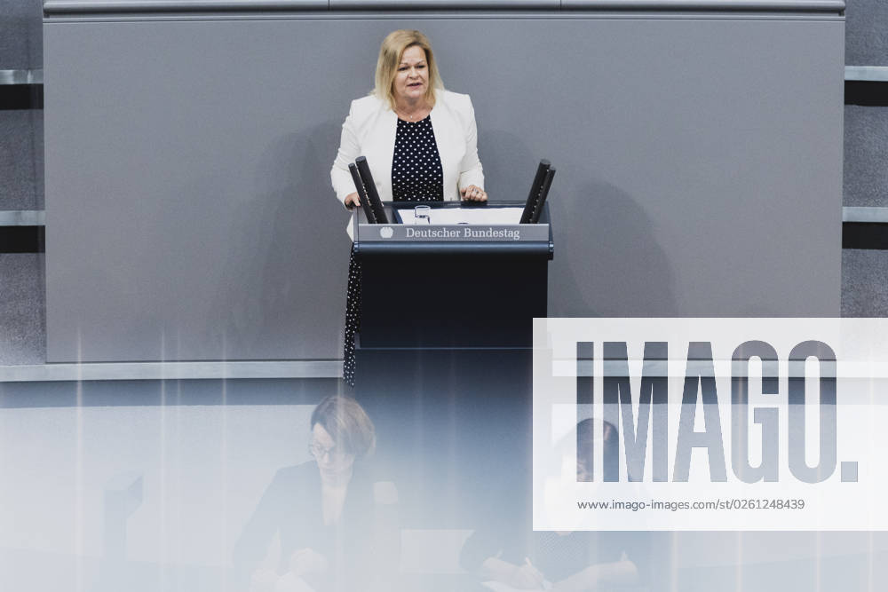 Nancy Faeser SPD , Federal Minister of the Interior and Home Affairs, recorded during the debate in the German Bundestag on skilled worker immigration Berlin, 23 06 2023 Berlin Germany
